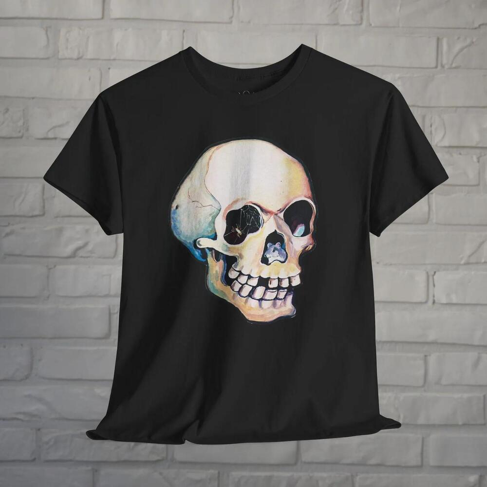 Halloween Skull T Shirt Classic Grinning Skull Black Tee Skeleton Shirt
